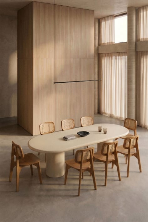 Ovale eettafel 220x100 cm in Namara cement