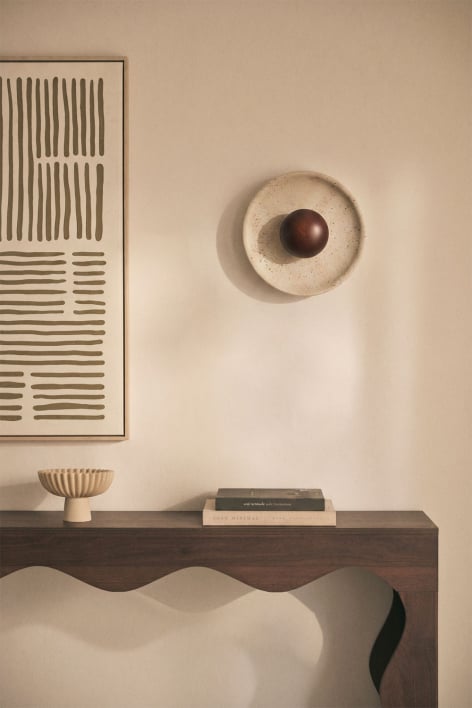 Wandlamp Ø25 cm LED van natuursteen en hout Giuliano