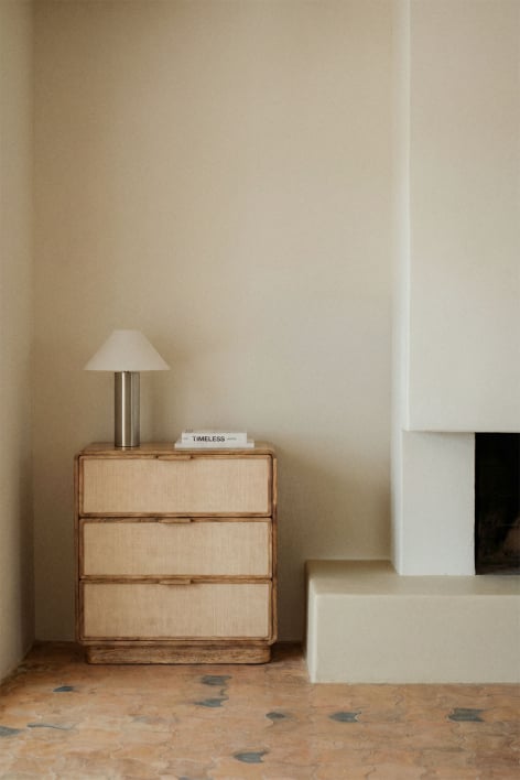 Ladekast met 3 lades 80x40 cm van mangohout, MDF en jute Abrams