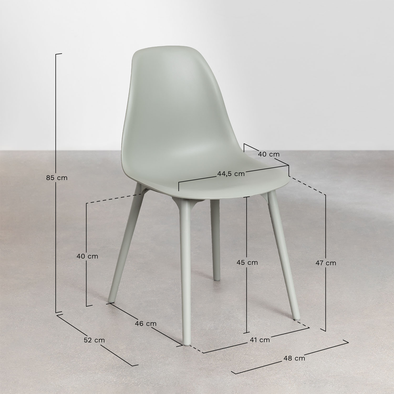 Set van 4 tuinstoelen van polypropyleen Scand, AFMETINGEN