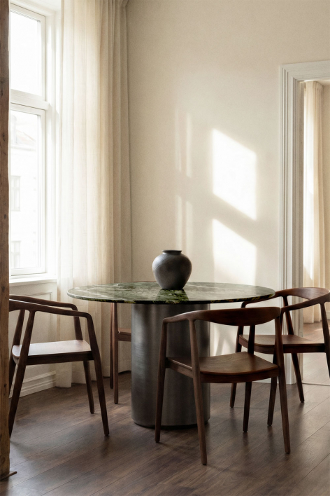 Ronde eettafel Ø120 cm Luceida - Groen marmer Forest