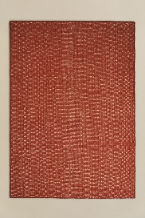 Rechthoekig tapijt van wol en jute Wamba - Rood – klei