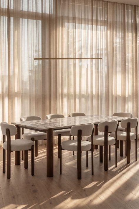 Rectangulaire eettafel 245x110 cm van mangohout en Oneca marmer - Beige marmer Panther