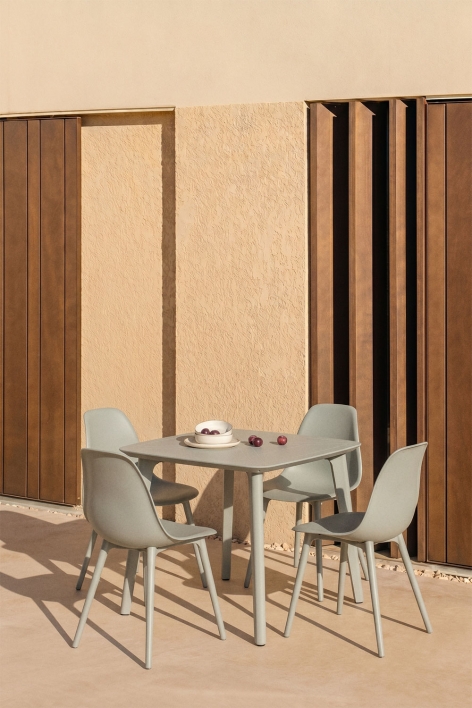 Tuinvierkante tafel 85x85 cm van polypropyleen Scand - Groen – khaki