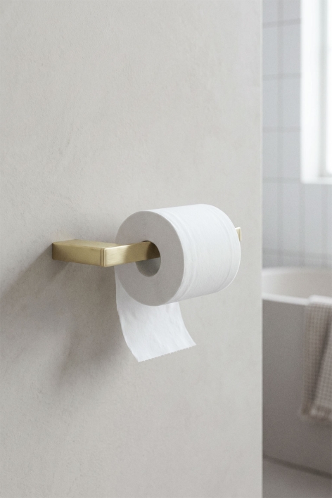 Toiletrolhouder van geborsteld goud roestvrij staal Olvam