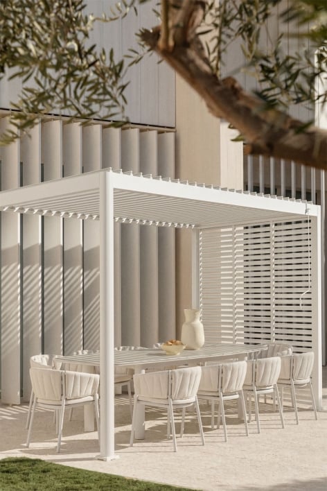 Bioclimatische aluminium pergola met lamellen en zijpaneel Druvia