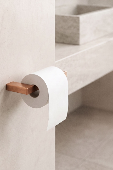 Toiletrolhouder van geborsteld roségoud roestvrij staal Olvam