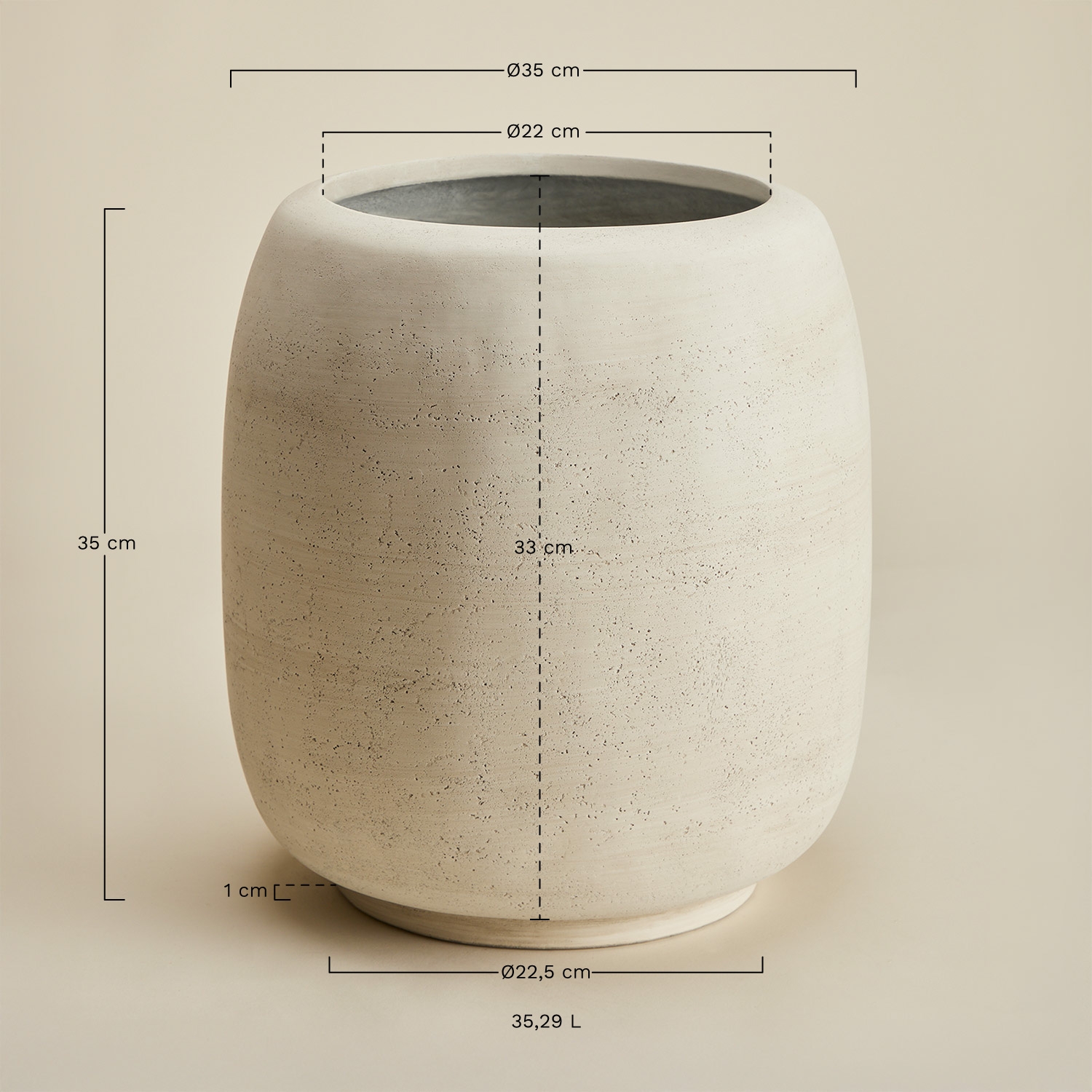 Buitenbloempot van beton Annabeth, AFMETINGEN