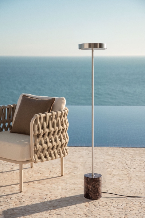 LED buitenstaande lamp van roestvrij staal en natuursteen Isasia