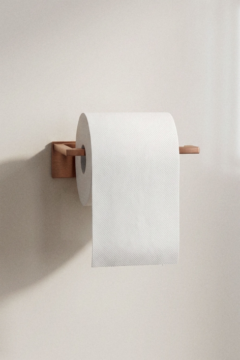 Zelfklevende toiletrolhouder voor de badkamer van geborsteld roségoudkleurig roestvrij staal Jalter