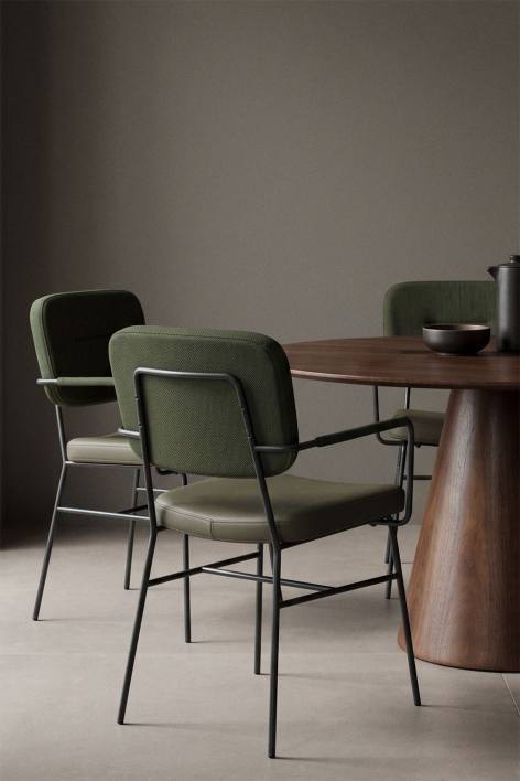Eetkamerstoel met armleuningen, bekleed Milih - Leger Groen - Groen – khaki