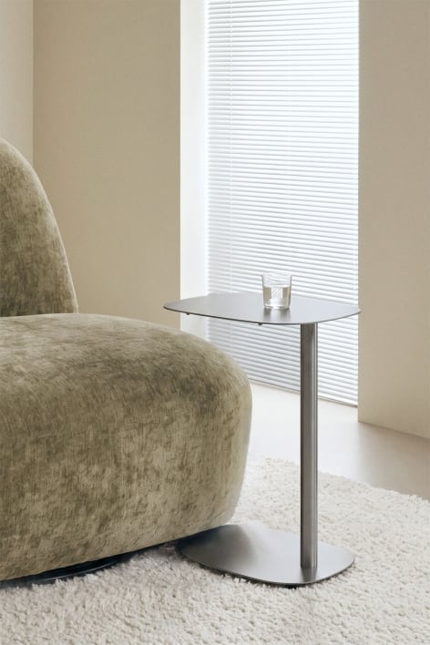 Ovale bijzettafel 40x25 cm in roestvrij staal Geninda
