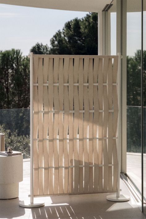 Paravent voor de tuin 160x120 cm van aluminium en beige-crème touw Tunas