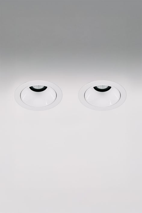 Pack van 2 inbouw LED-downlights met ronde frames Ø7 cm in aluminium Orelva