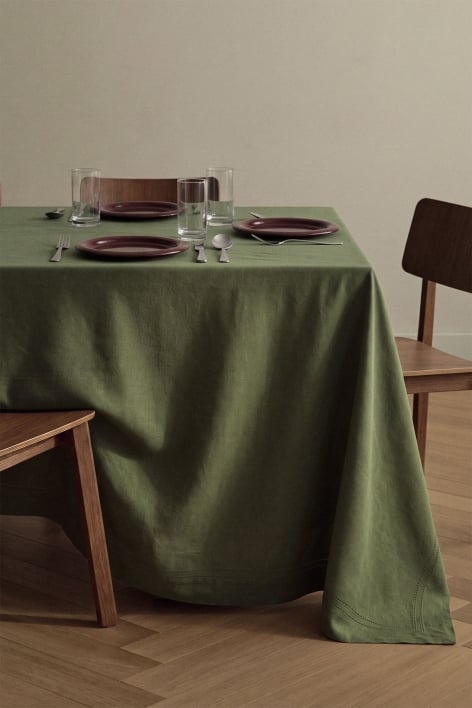 Eirsen katoenen tafelkleed - Groen – intens olijf