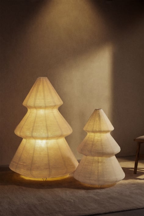 Set van 2 verlichte kerstbomen van linnen Roulmi