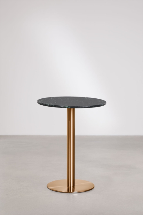 Ronde bartafel van natuurlijk steen Xiren - Groen marmer Big Flower