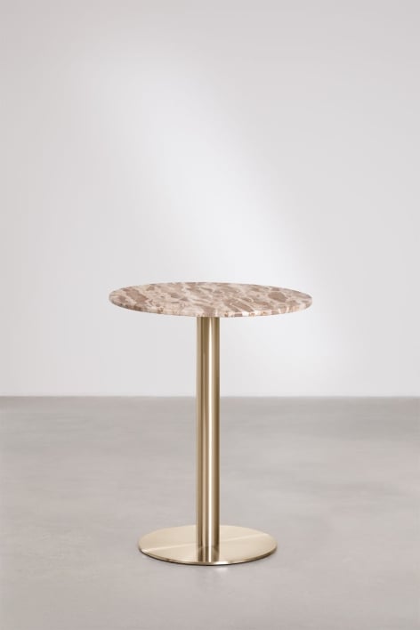 Ronde bartafel van natuurlijk steen Xiren - Beige marmer Panther