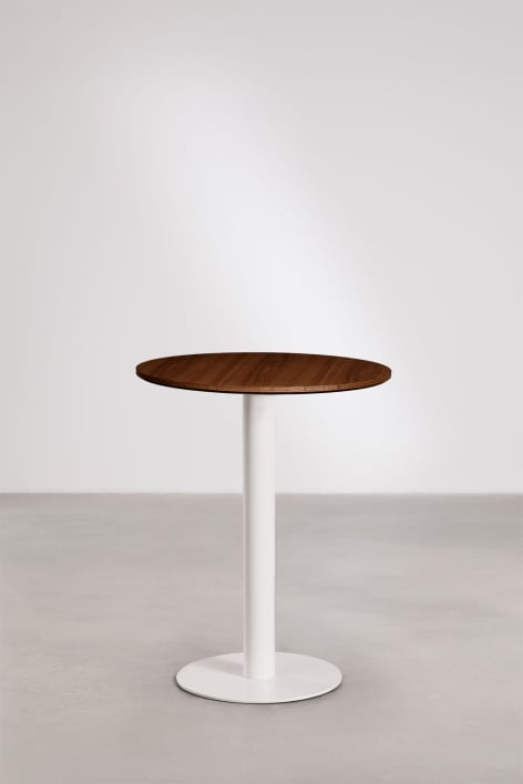 Ronde barkruktafel van MDF Xiren - Donker Houtbruin - Gletsjerwit