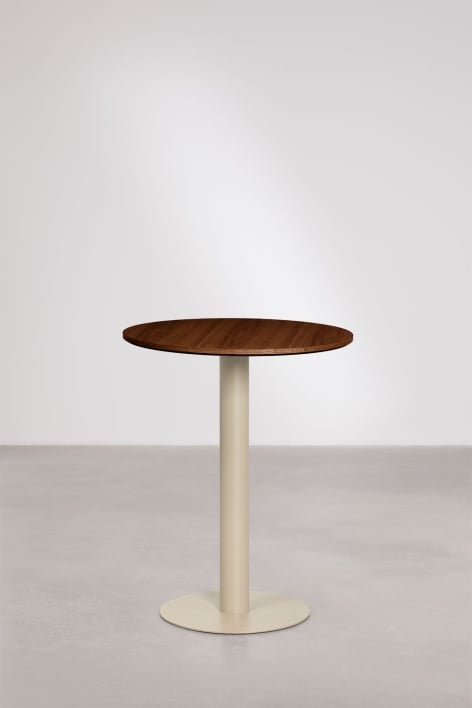 Ronde barkruktafel van MDF Xiren - Donker Houtbruin - Tapioca Beige
