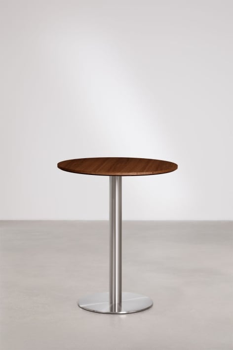 Ronde barkruktafel van MDF Xiren - Donker Houtbruin - Geborsteld Grijs