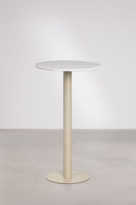 Ronde hoge bartafel Ø60 cm in natuurlijk steen Xiren - Guangxi Wit Marmer - Tapioca Beige