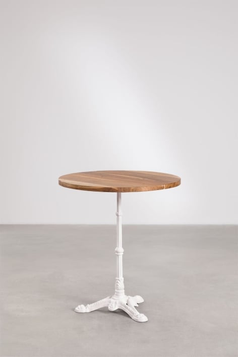Azteca ronde barkruk van acaciahout - Acaciahout - Gletsjerwit