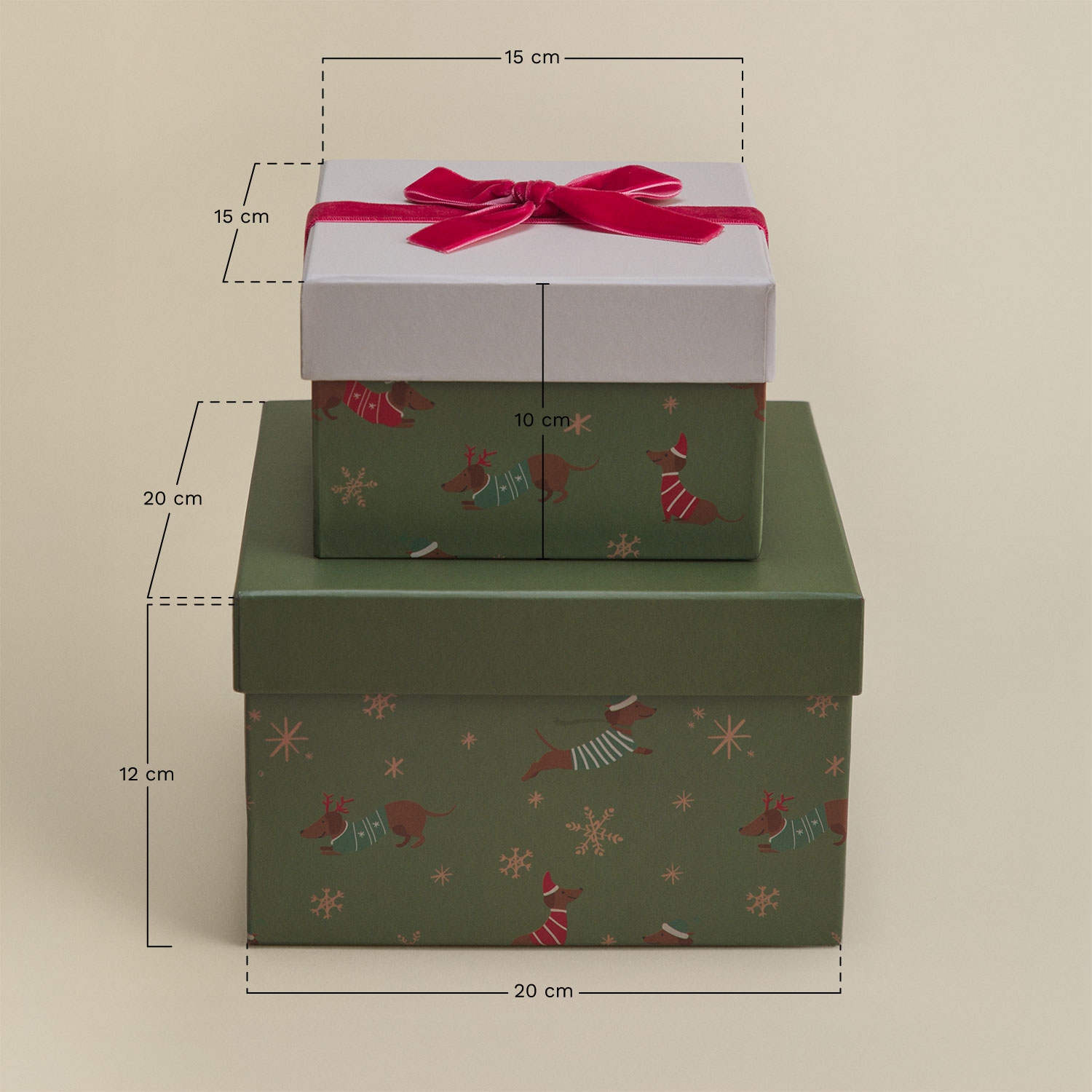 Set van 2 Lasev kerstcadeaudozen, AFMETINGEN