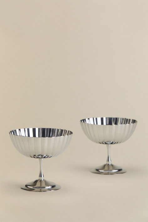 Pack van 2 cocktailglazen 30 cl van roestvrij staal Eluniva
