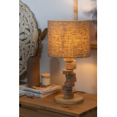 Tafellamp van linnen en hout Olga, miniatuur afbeelding 2