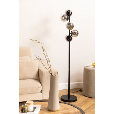 Ijzeren Vloerlamp Met Glazen Bolbollen Zwart - Sklum