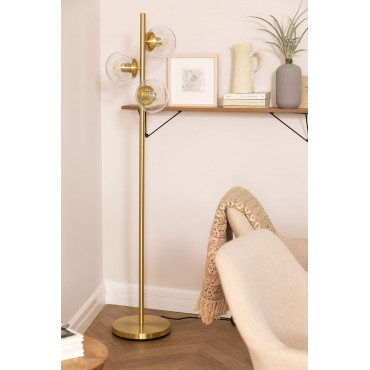 Metalen Vloerlamp Met 3 Banbi Glazen Bollen Goud - Sklum