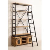 Boekenkast van gerecycled hout met ladder Uain, miniatuur afbeelding 2