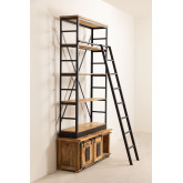 Boekenkast van gerecycled hout met ladder Uain, miniatuur afbeelding 3