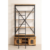 Boekenkast van gerecycled hout met ladder Uain, miniatuur afbeelding 4