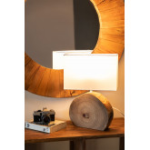 Tafellamp van stof en hout Abura, miniatuur afbeelding 2