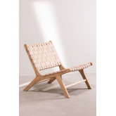 Zaid fauteuil van hout en leer, miniatuur afbeelding 2