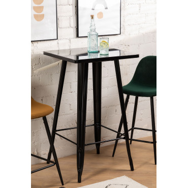 Vierkante Hoge Tafel In Staal (60x60 Cm) Lix Zwart - Sklum