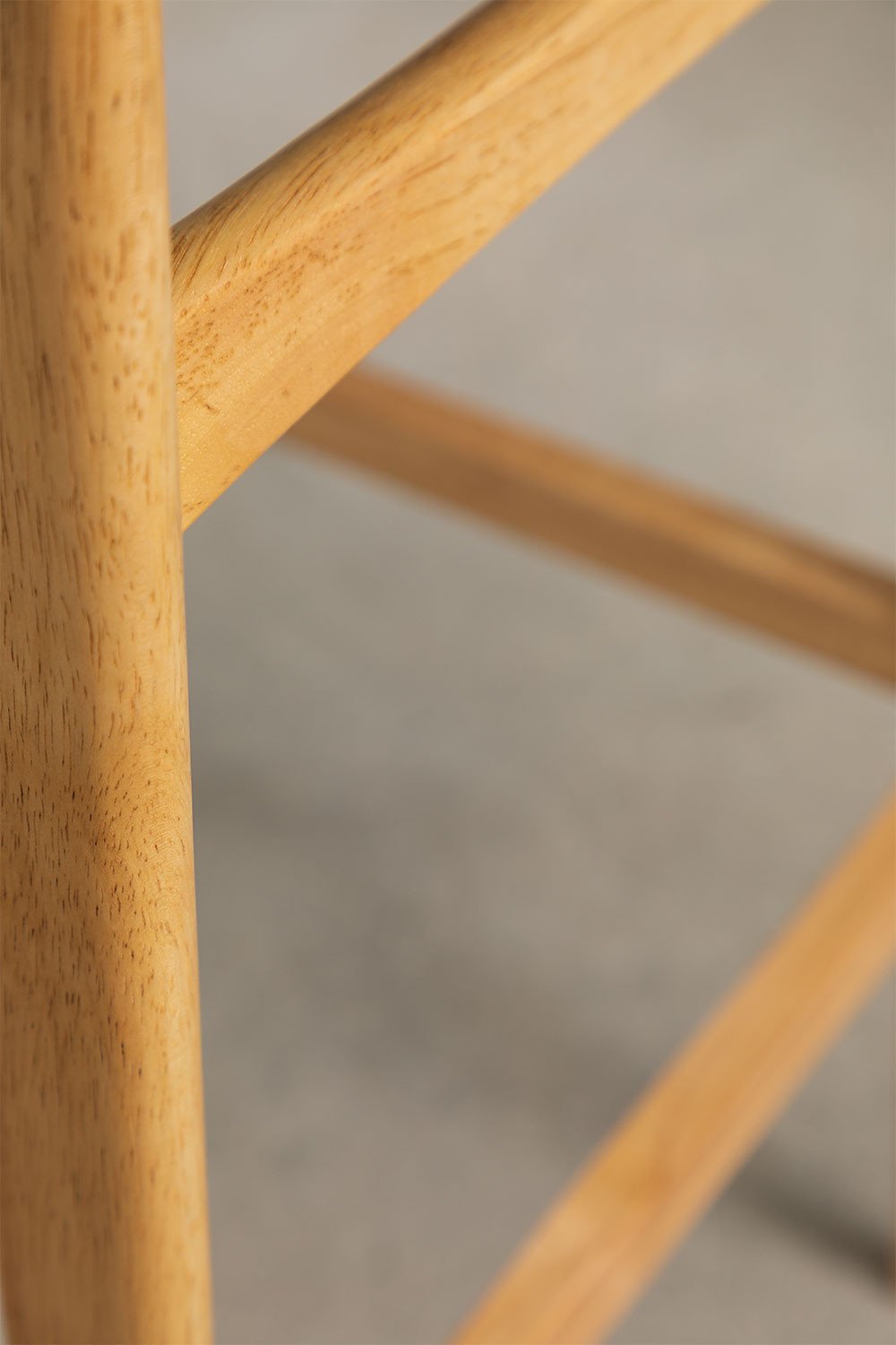 Hoge kruk 75 cm van linnen beige stof en natuurlijk afgewerkt hout Cloda, galerij beeld 8