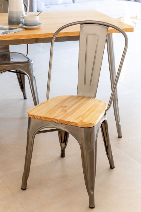 Stapelbare stoel van geborsteld hout LIX