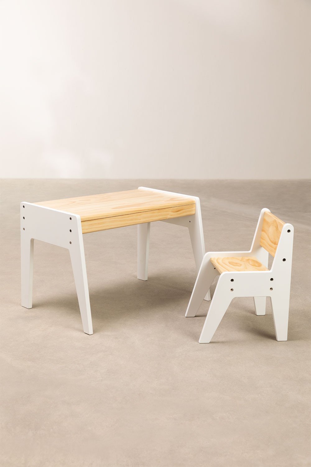 Set van tafel en stoel in hout Blaby Kids, galerij beeld 4