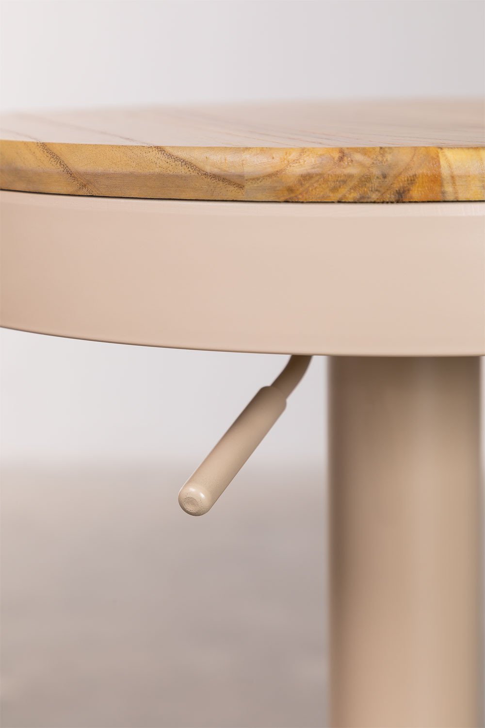 Verstelbare hoge kruk van linnen beige staal en iepenhout Bardder, galerij beeld 5