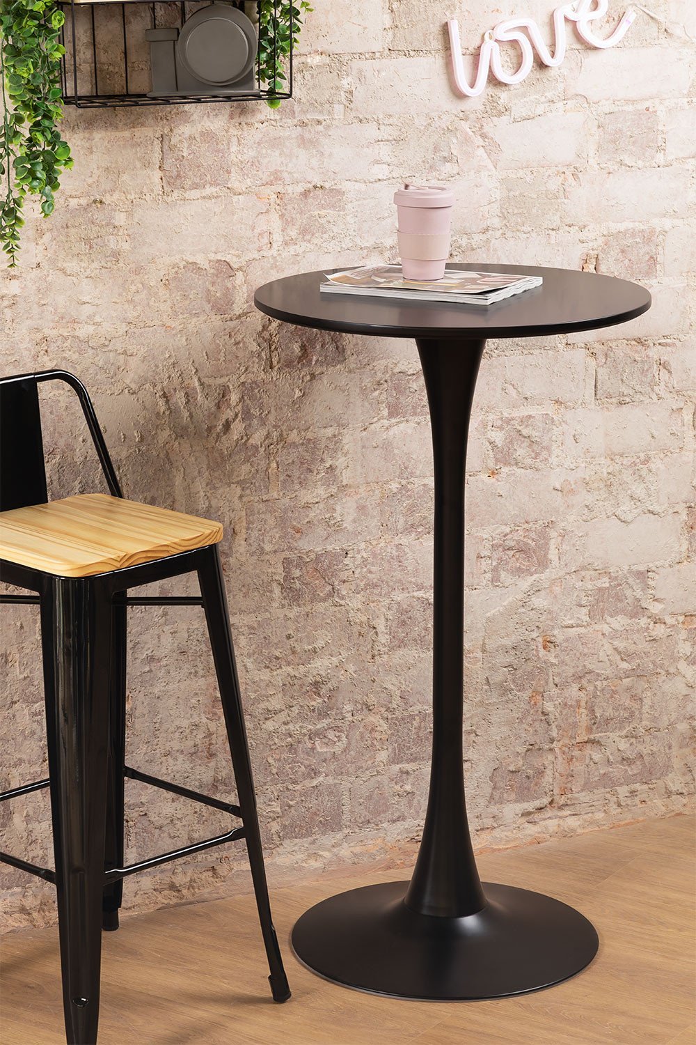 Ronde hoge tafel in MDF en metaal (Ø60 cm) Ivet Style, galerij beeld 1
