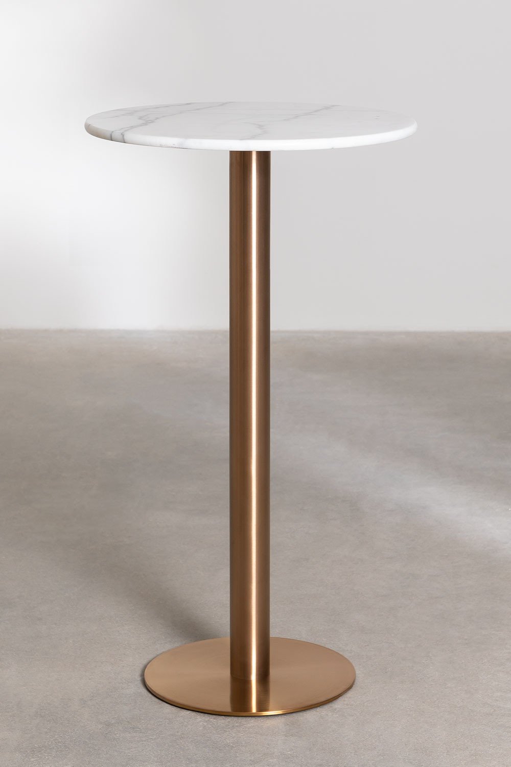 Ronde hoge bartafel in marmer (Ø60 cm) metallic Chack, galerij beeld 1