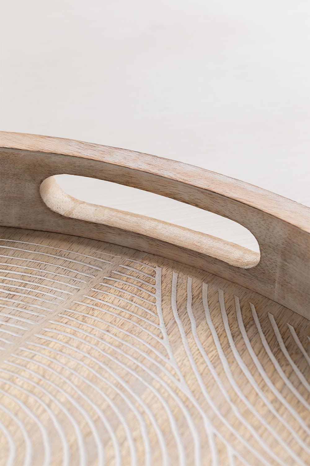 Ronde decoratieve schaal Ø38 cm in mangohout Diborna, galerij beeld 5