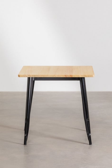 Vierkante keukentafel 80x80 cm in hout en staal LIX