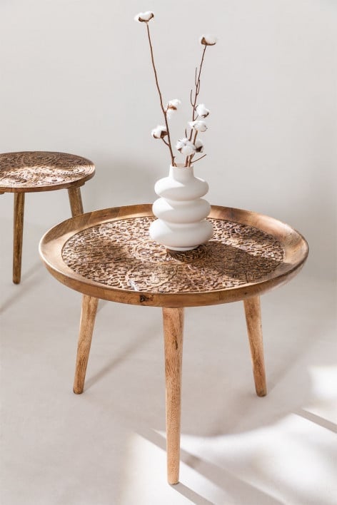 Ronde bijzettafel in mangohout (Ø60 cm) Nanup