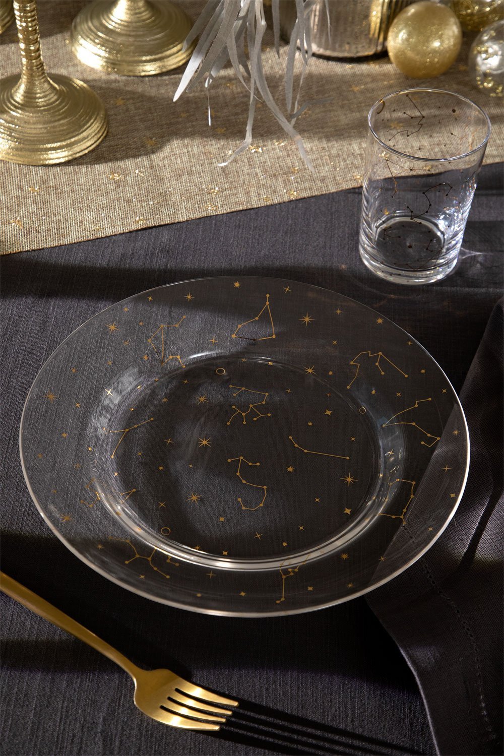 Set van 4 platte glazen borden Lyra, galerij beeld 7