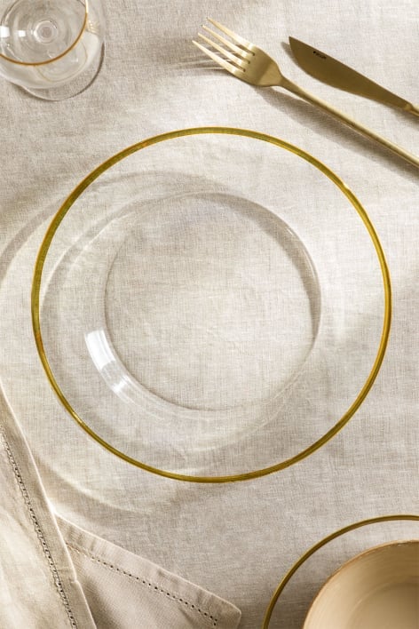 Set van 4 platte glazen borden Arely