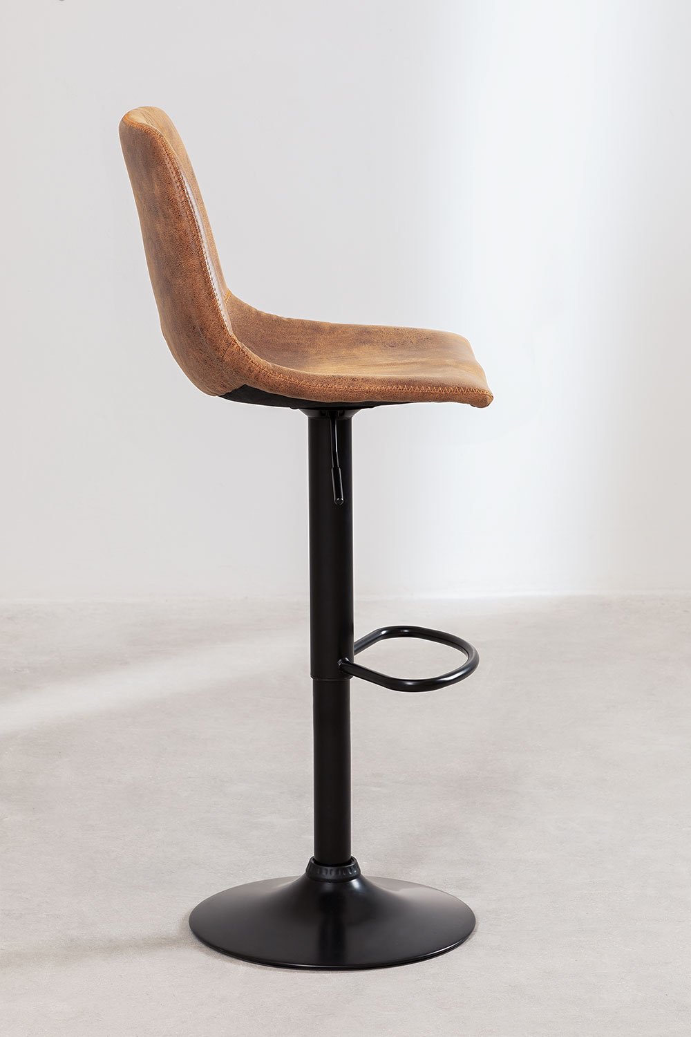 Verstelbare hoge kruk van vintage camel kunstleer Ody Style, galerij beeld 3